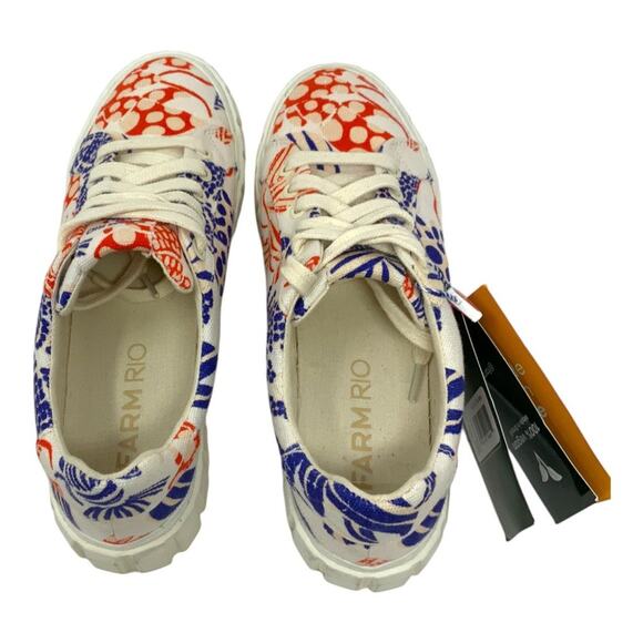 Farm Rio Graphic Lace Up Low Top Platform Sneakers Size 7.5 NWT $220 MSRP - Picture 5 of 10